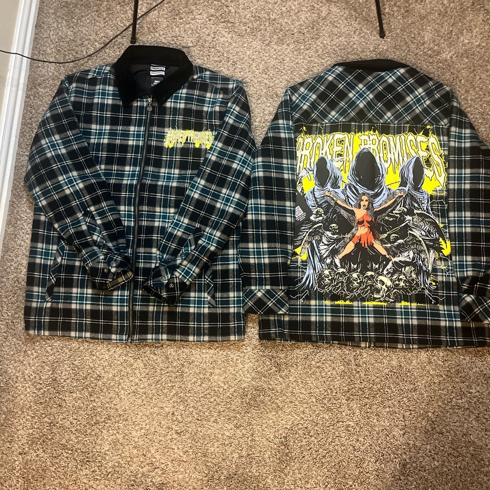 Broken promises Plaid Jacket with Graphic Back